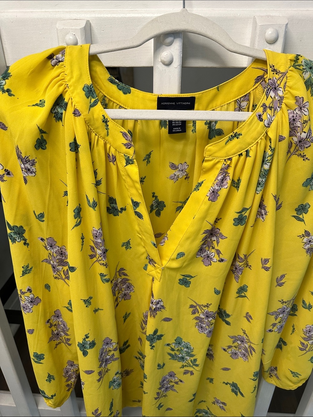 Adrienne Vittadini Yellow Floral Peasant Blouse